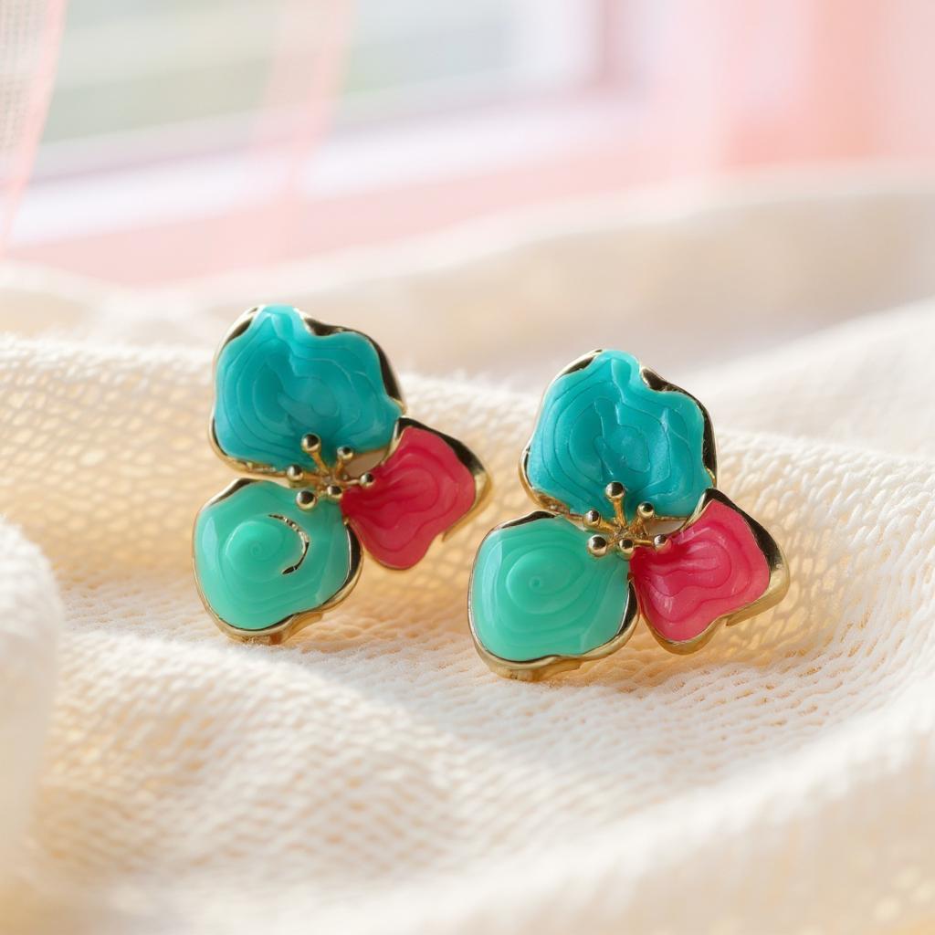 PETAL GARDEN ENAMEL STUD EARRINGS