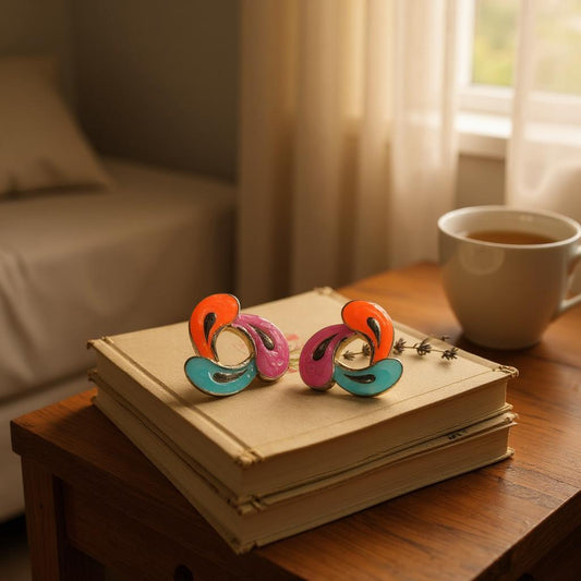 RETRO POP SPLASH ENAMEL STUD EARRINGS