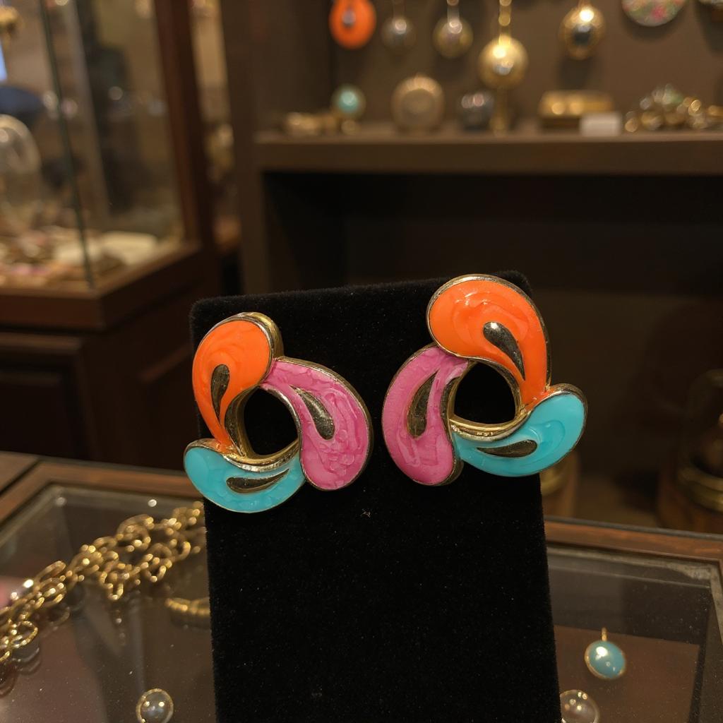 RETRO POP SPLASH ENAMEL STUD EARRINGS