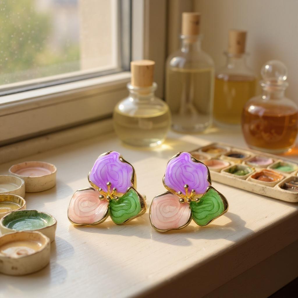 PETAL GARDEN ENAMEL STUD EARRINGS