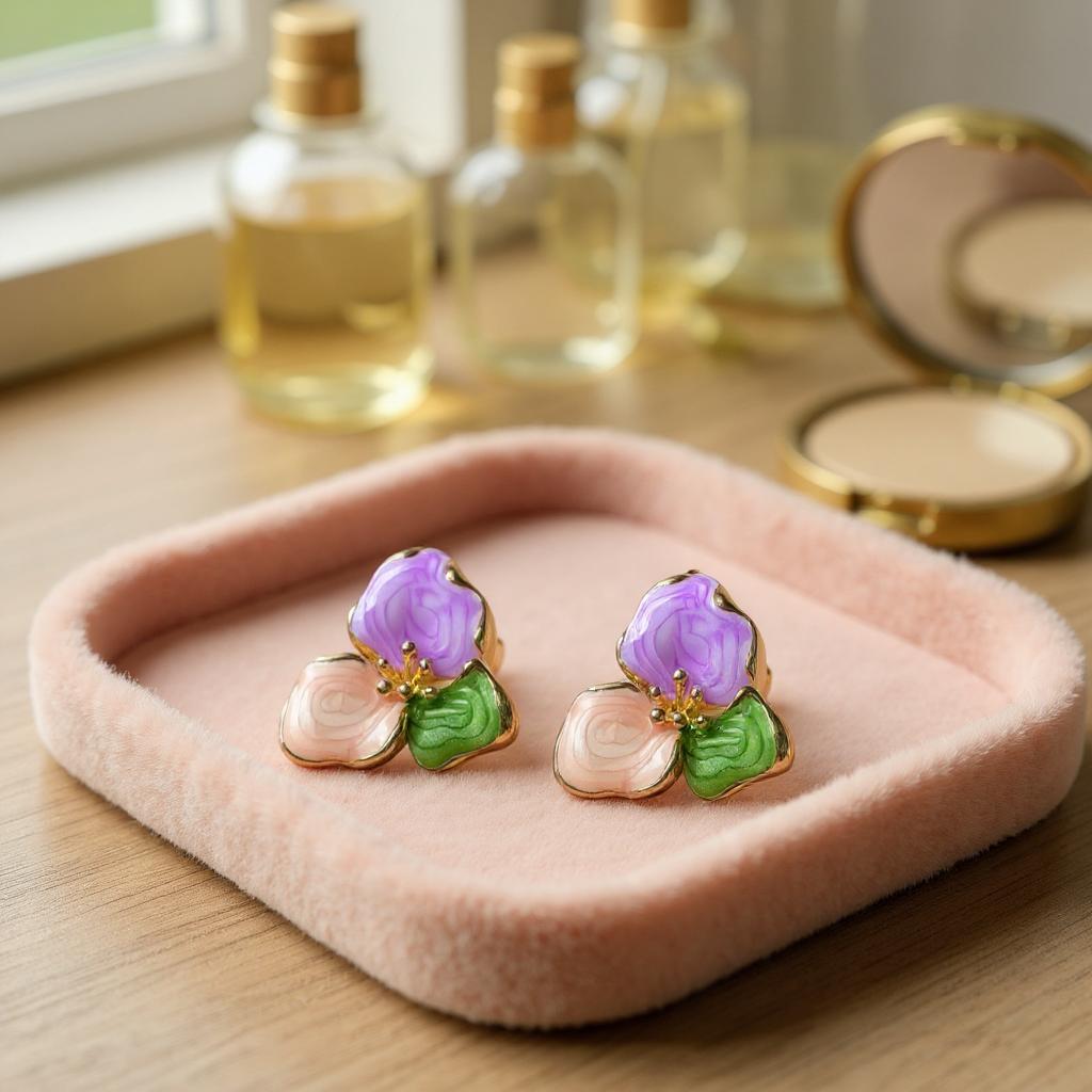 PETAL GARDEN ENAMEL STUD EARRINGS