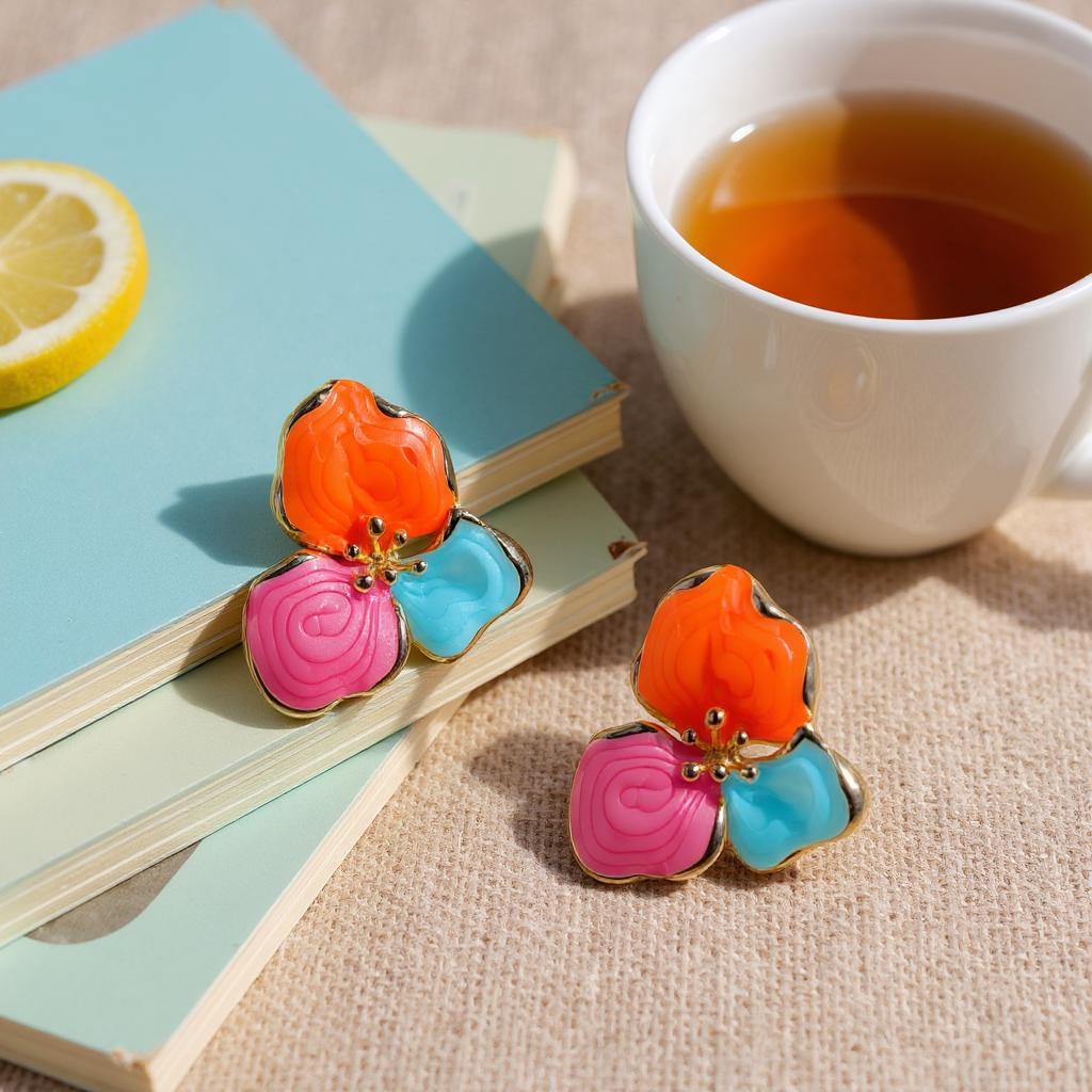 PETAL GARDEN ENAMEL STUD EARRINGS