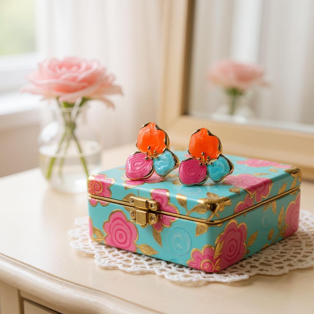 PETAL GARDEN ENAMEL STUD EARRINGS