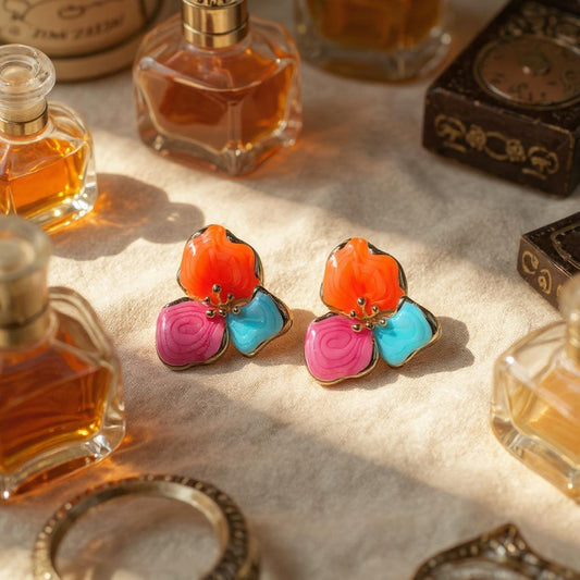 PETAL GARDEN ENAMEL STUD EARRINGS