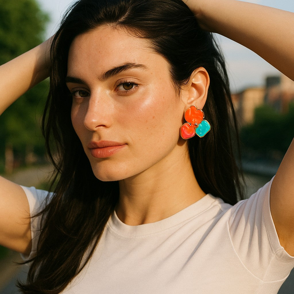 PETAL GARDEN ENAMEL STUD EARRINGS