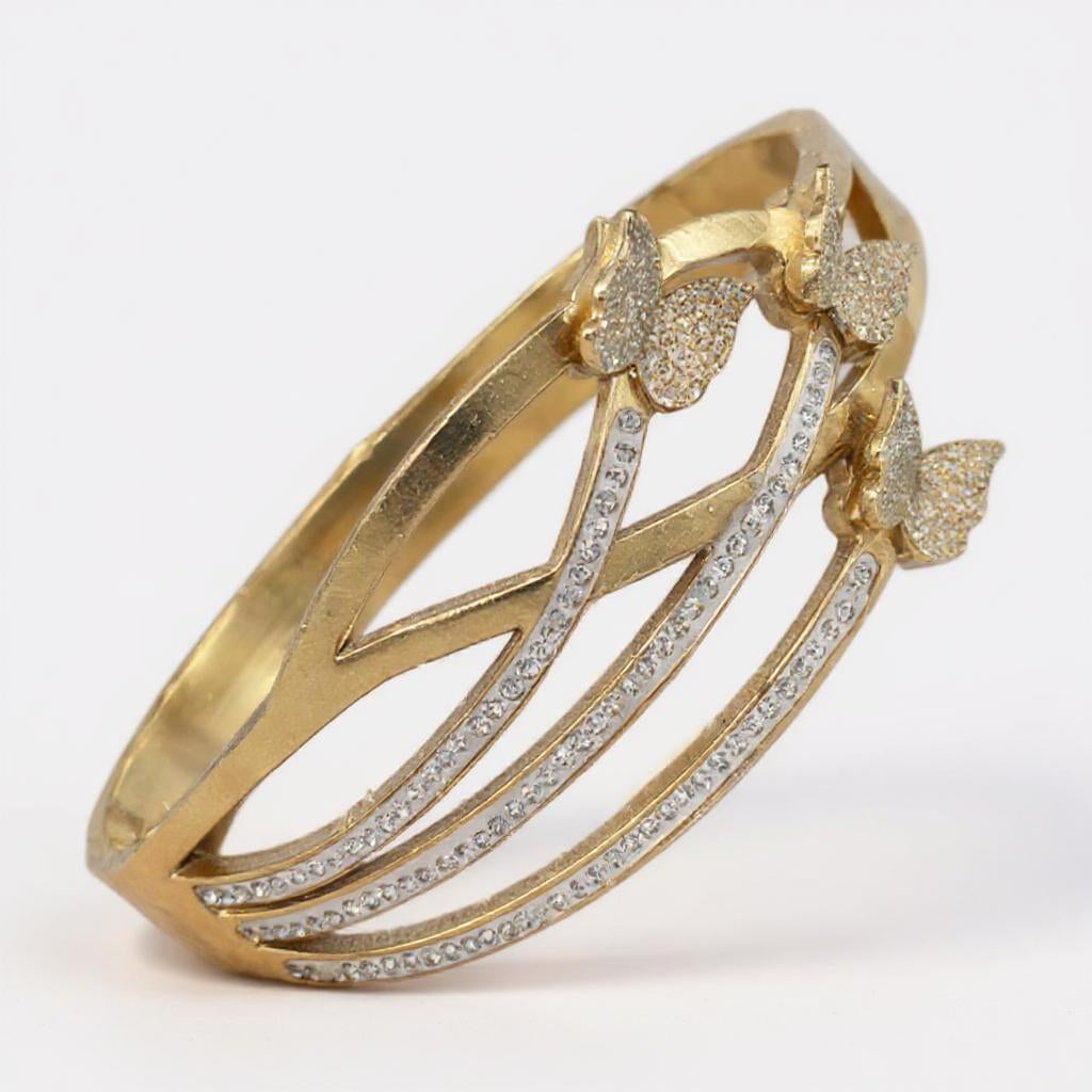 GOLDEN BUTTERFLY CASCADE CZ BANGLE BRACELET