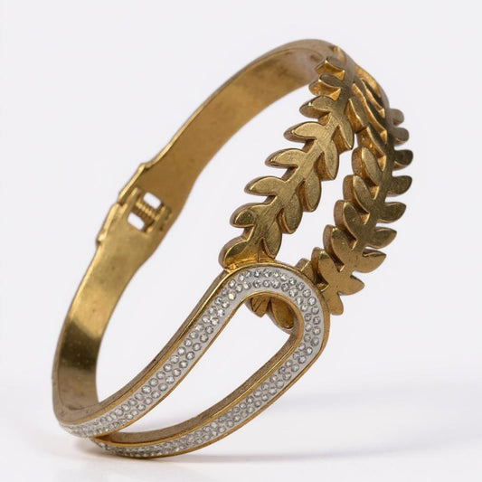 GOLDEN FERN EMBRACE CZ BANGLE BRACELET