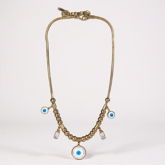 GOLDEN EVIL EYE CHARM NECKLACE