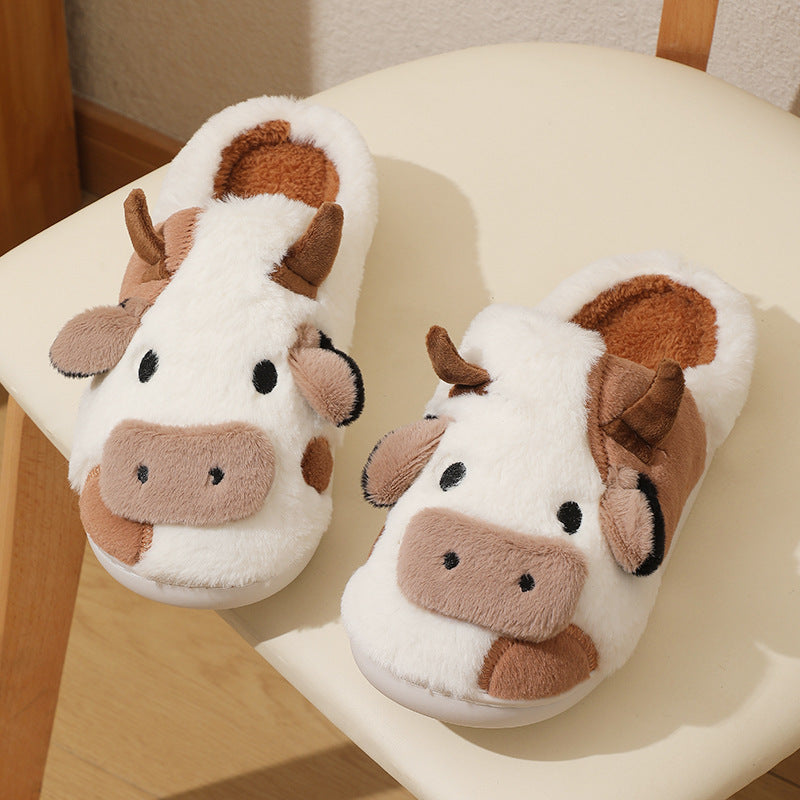 CUTE PLUSH COW SLIPPERS