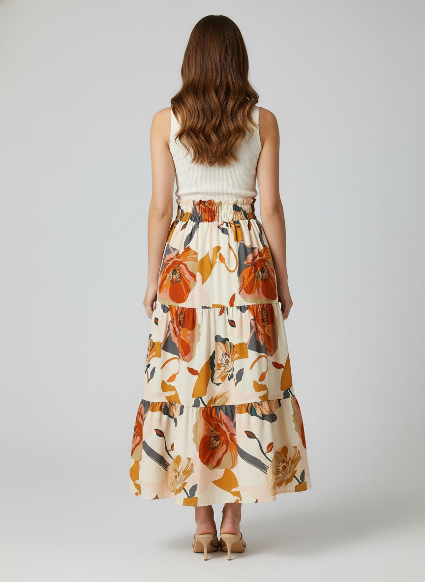 FULL SIZE FLORAL PRINT SKIRT