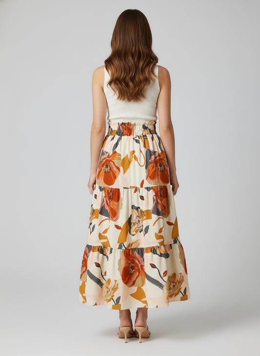 FULL SIZE FLORAL PRINT SKIRT