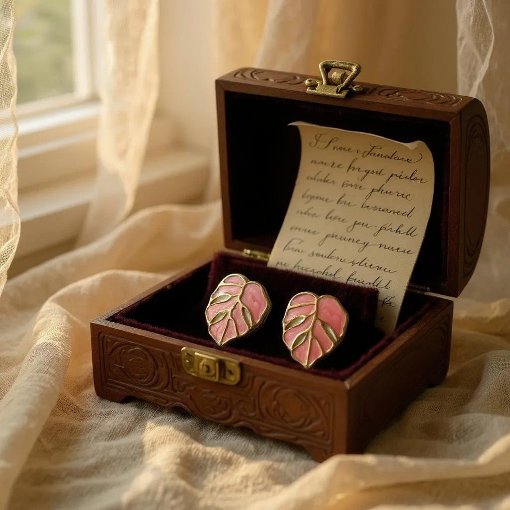 BLUSH PINK LEAF STUD EARRINGS