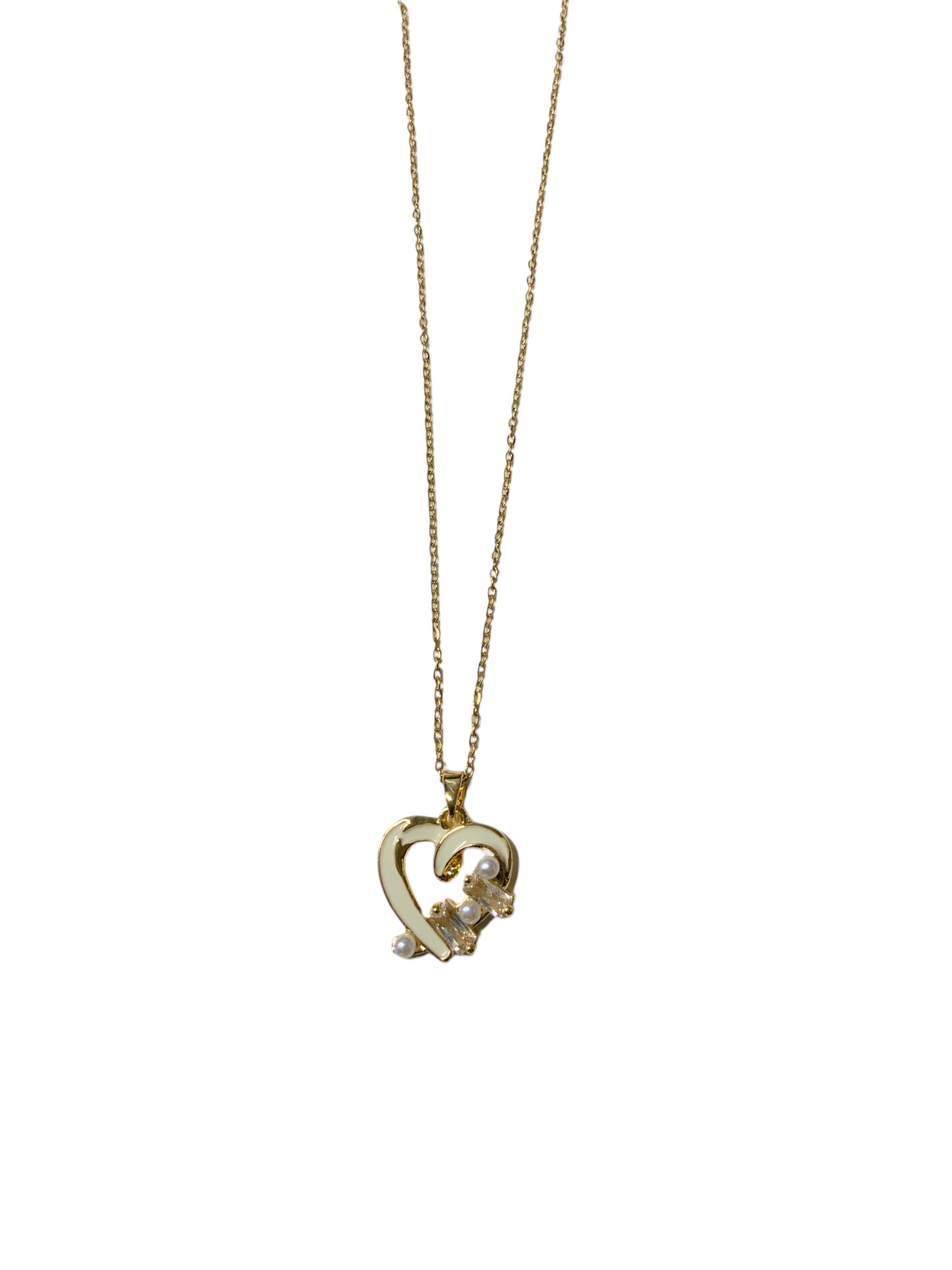 GOLDEN HEART PEARL PENDANT NECKLACE